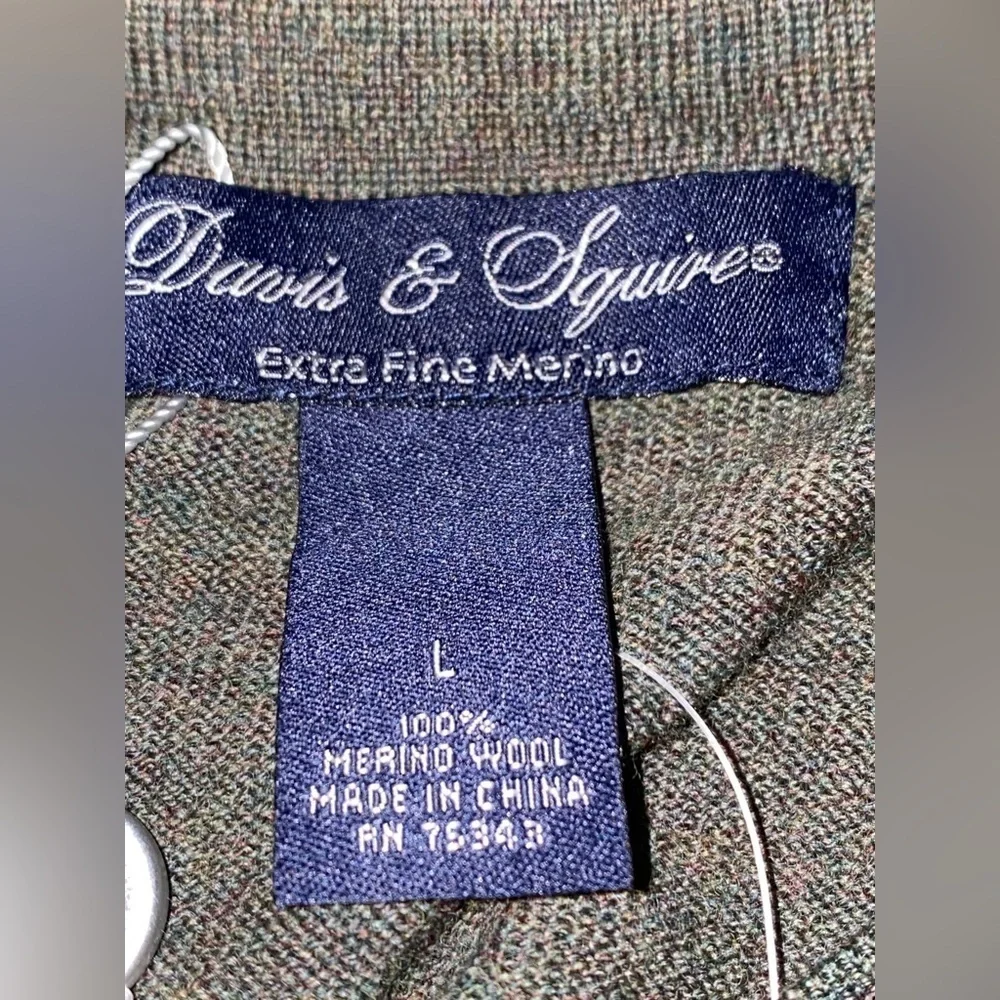 David & Squire Extra Fine Merino Wool Long Sleeve Pullover Sweater‎ NEW Men L